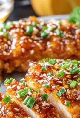 Baked Crunchy Hot Honey Chicken served with a side of vegetables on a plate.