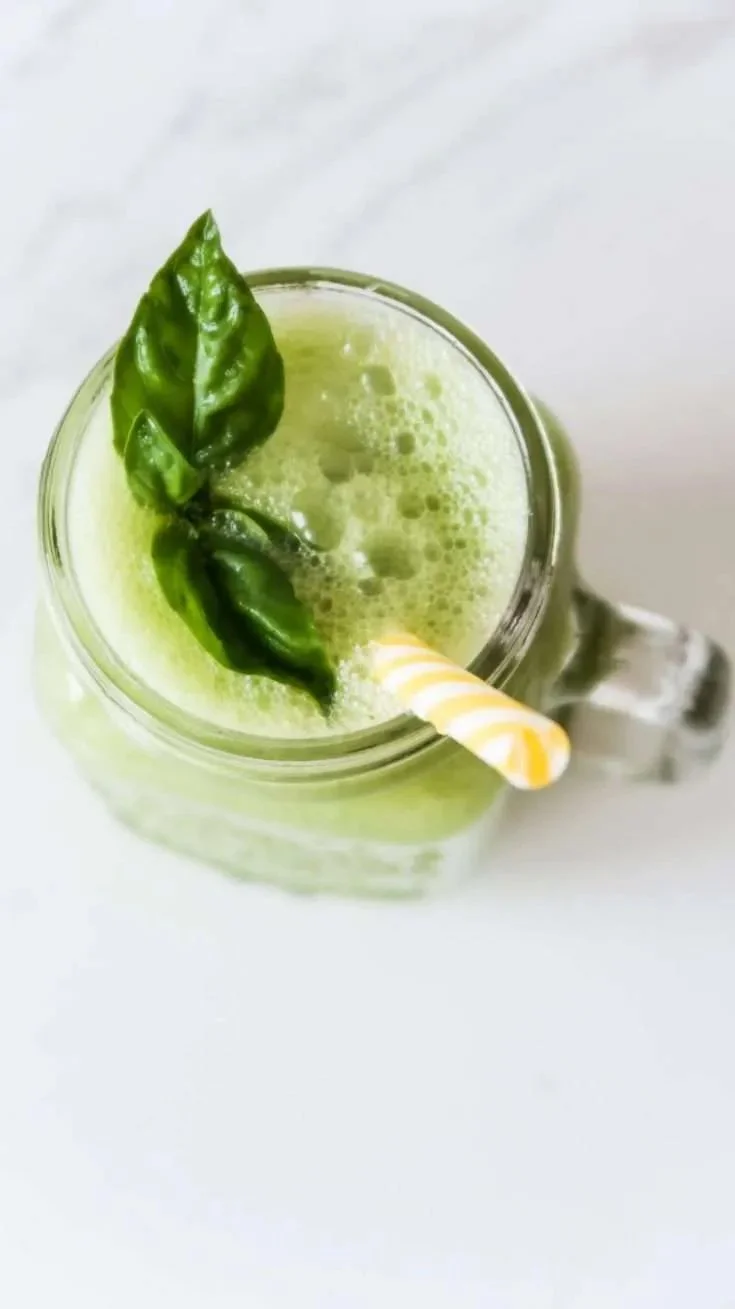 Basil Detox Drink made with fresh basil and other natural ingredients for detoxification