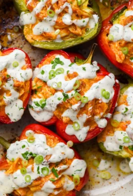Buffalo Chicken Stuffed Peppers - Healthy Dairy Free and Low Carb Recipe