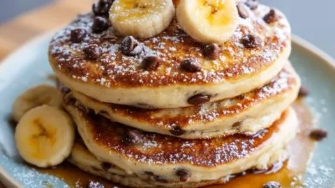 Chocolate Chip Banana Protein Pancakes
