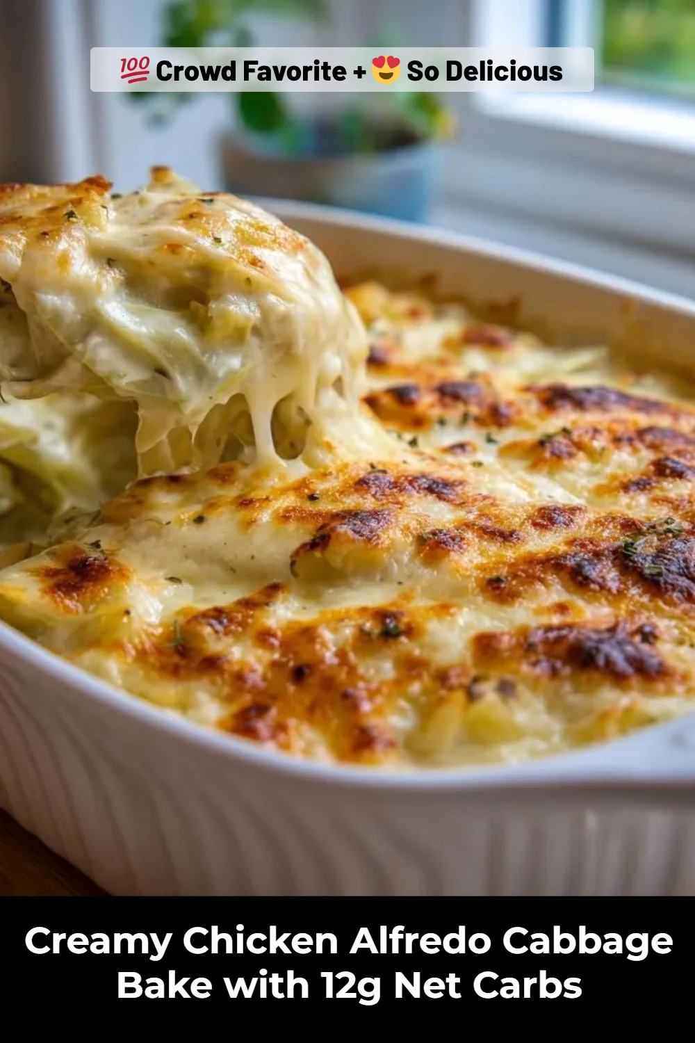 Creamy Chicken Alfredo Cabbage Bake with 12g Net Carbs