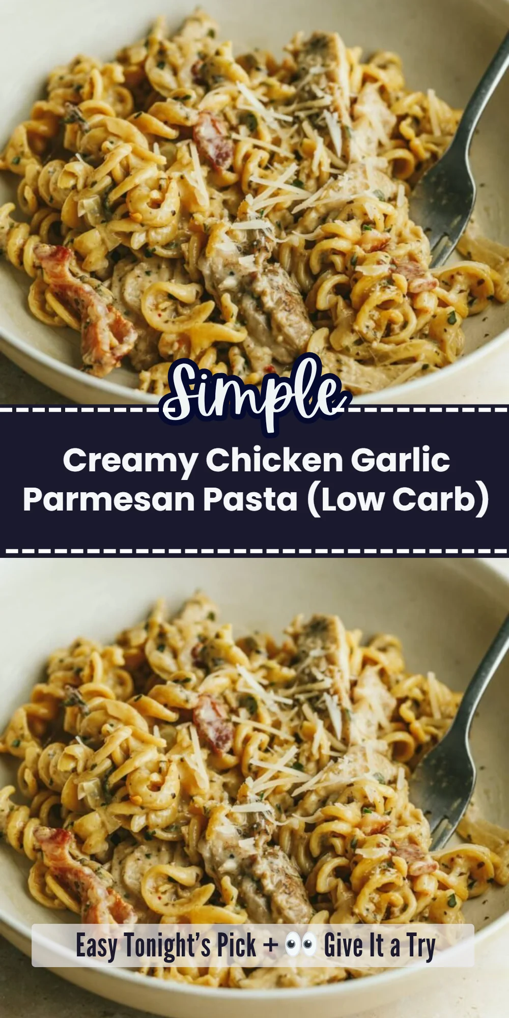 Creamy Chicken Garlic Parmesan Pasta (Low Carb)