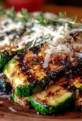 Crispy grilled zucchini topped with Parmesan and fresh herbs on a plate