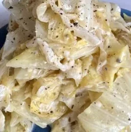Delicious Easy Baked Cabbage Alfredo dish served on a plate