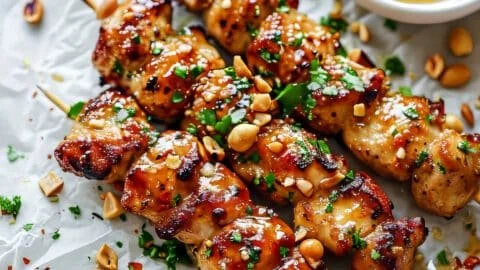 Easy Grilled Asian Chicken Skewers with Honey Garlic Sauce