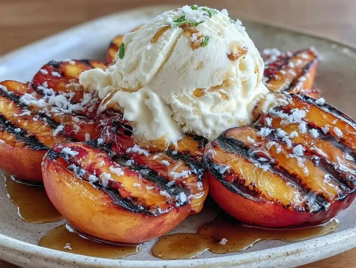 Easy Grilled Peach Dessert Recipe with Honey and Vanilla Ice Cream
