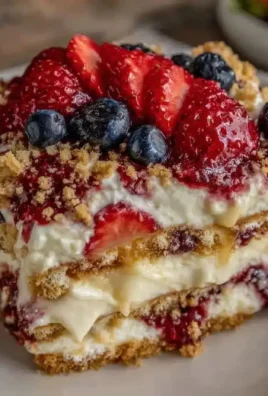 No-bake Red White Blue Oreo icebox cake for summer celebrations