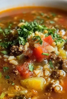 Delicious bowl of Golumpki Soup with cabbage, rice, and meat