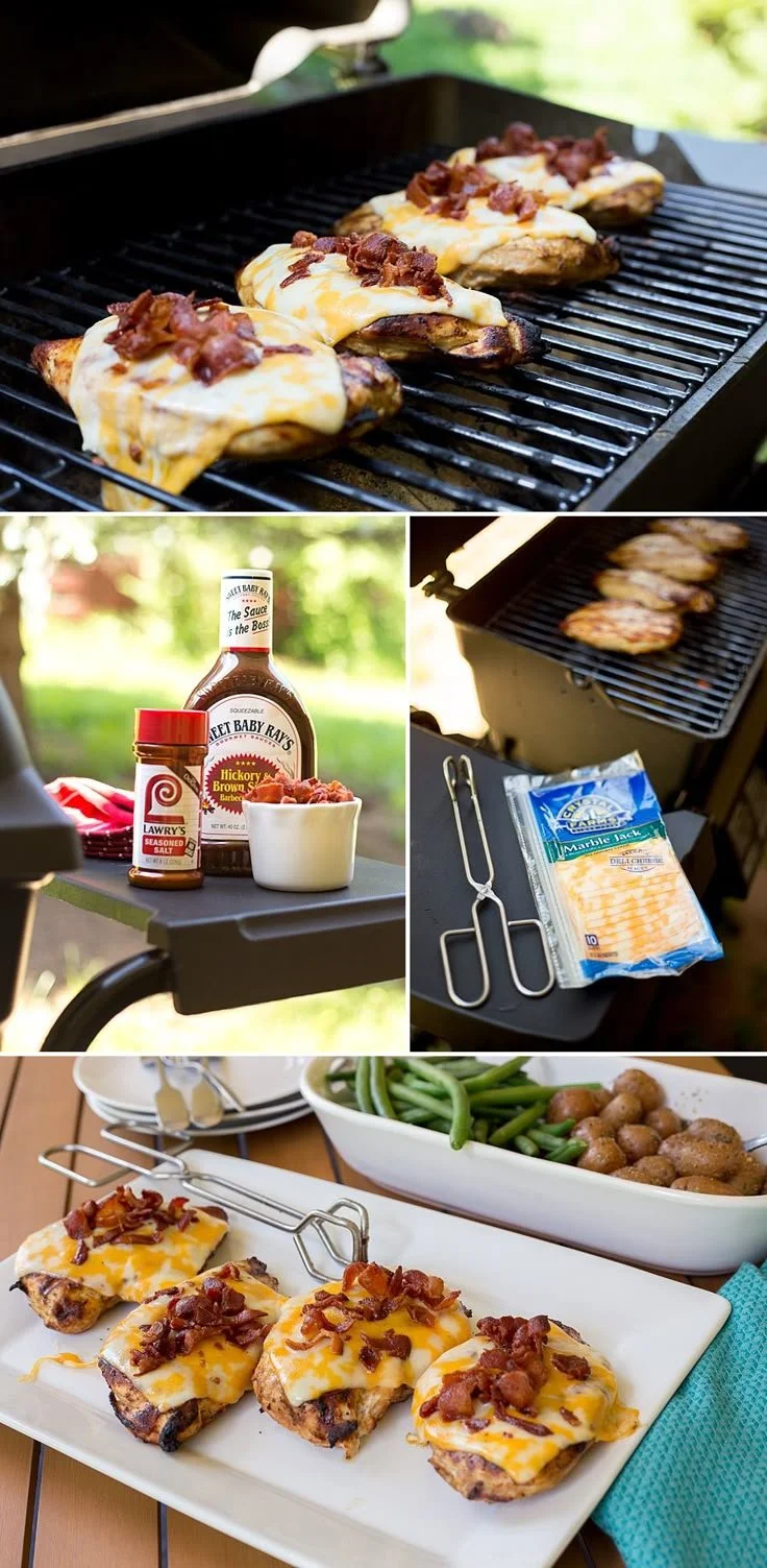 Delicious grilled Monterey Chicken topped with cheese and fresh vegetables