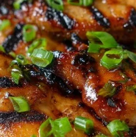 Plate of delicious Hawaiian Teriyaki Chicken garnished with herbs and sesame seeds