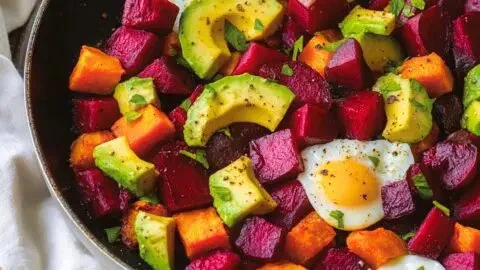 Healthy Sweets and Beets Hash with Avocado