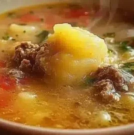 Bowl of hearty Golumpki Soup with ingredients ready for comfort food