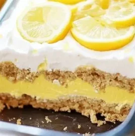 Delicious no bake Lemon Oreo Dessert with creamy lemon filling and Oreos