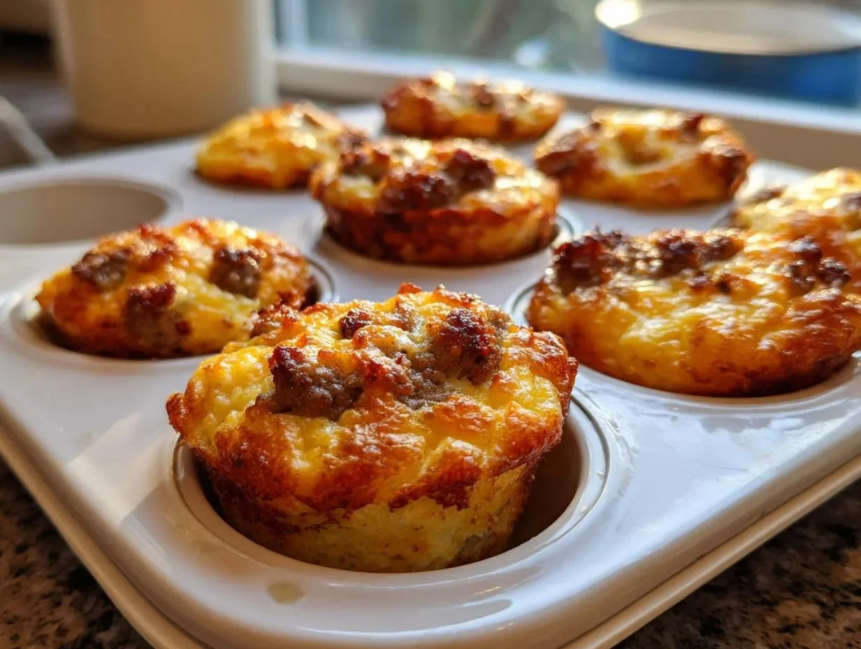 High-protein pancake sausage mini muffins with 12g protein per muffin