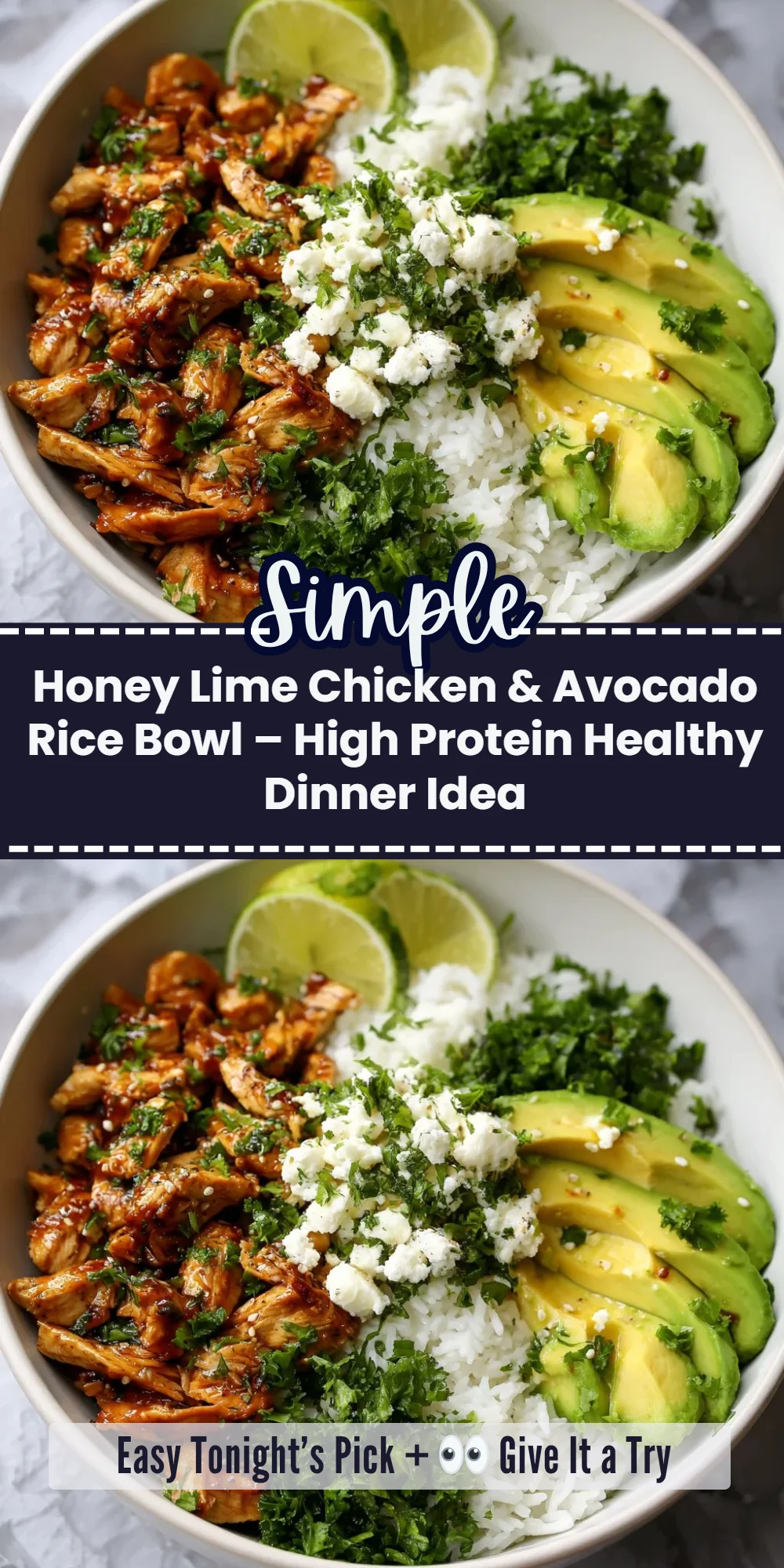 Honey Lime Chicken & Avocado Rice Bowl – High Protein Healthy Dinner Idea