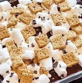 Delicious S'mores Icebox Cake dessert ready to serve on a summer day