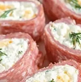 Keto Salami and Cream Cheese Roll Ups easy low-carb appetizer