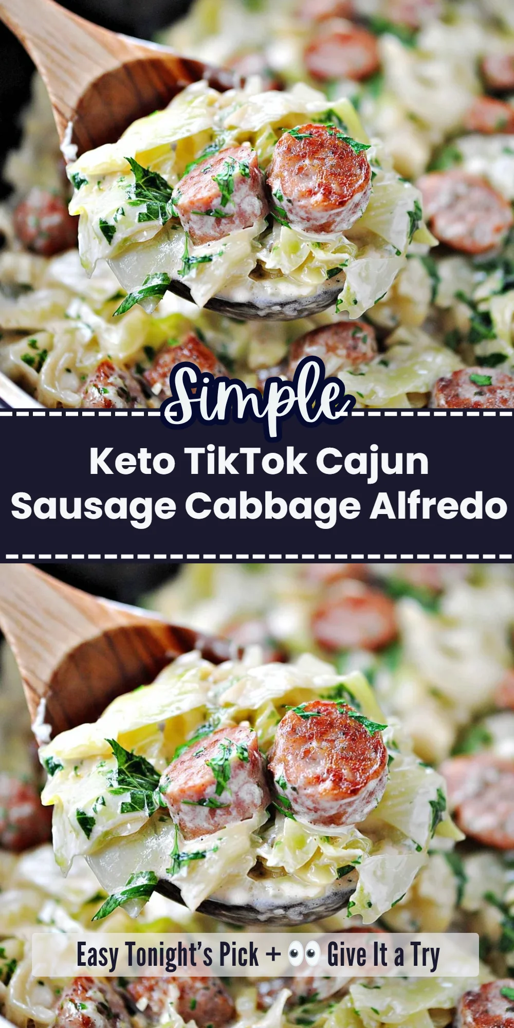 Keto TikTok Cajun Sausage Cabbage Alfredo