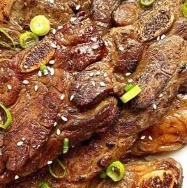 Deliciously marinated Korean beef short ribs grilled to perfection
