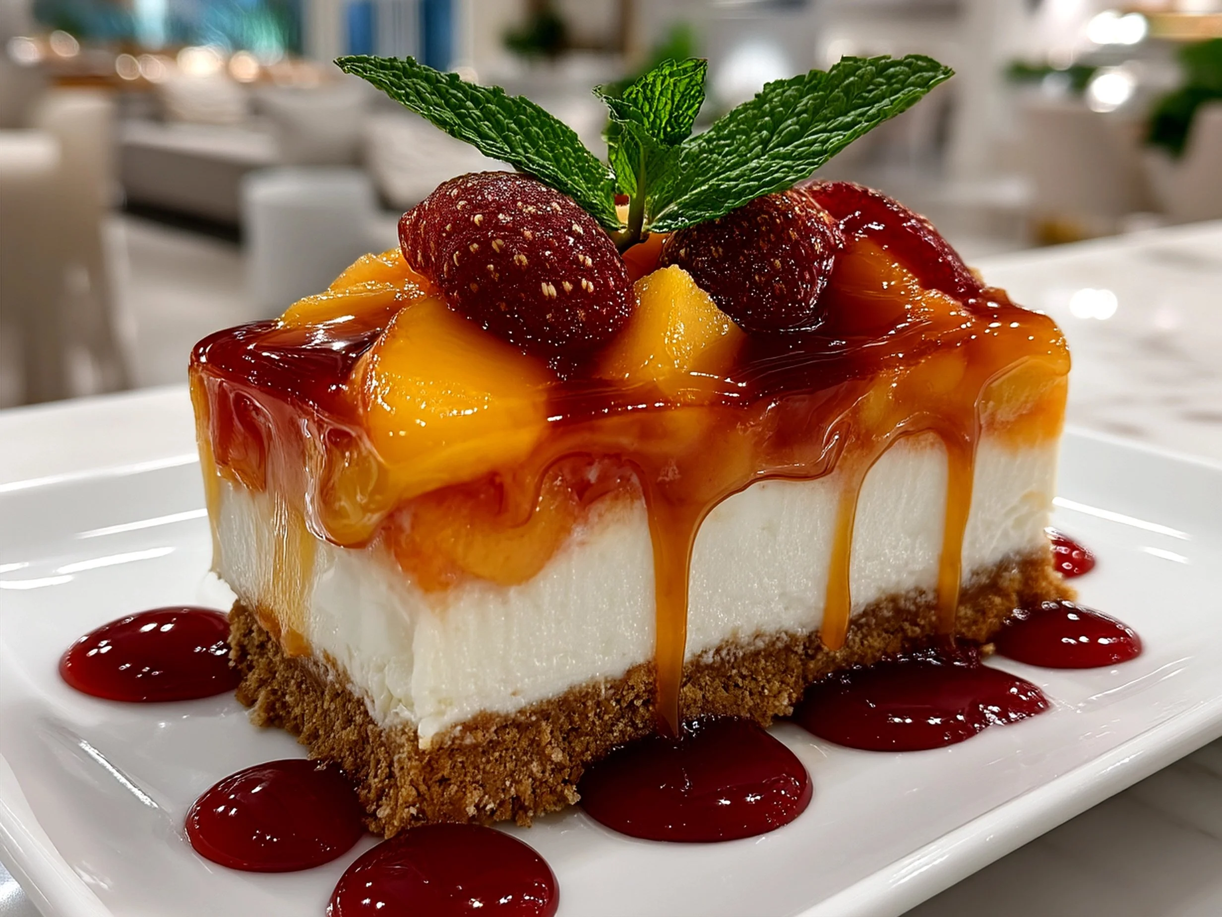 No-Bake Peach Cheesecake