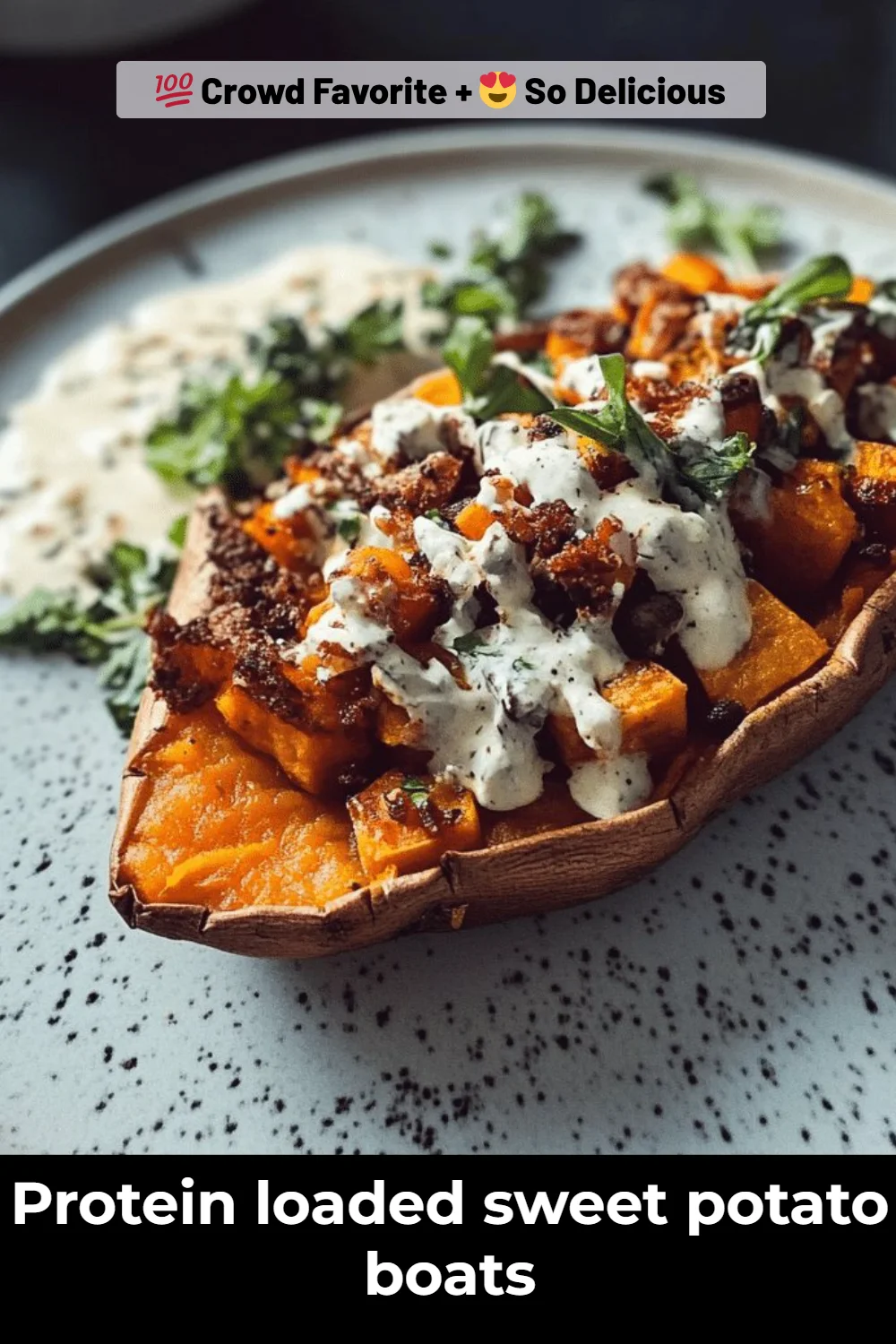 Protein loaded sweet potato boats