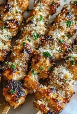 Ranch Garlic Parmesan Chicken Skewers grilled to perfection on a plate