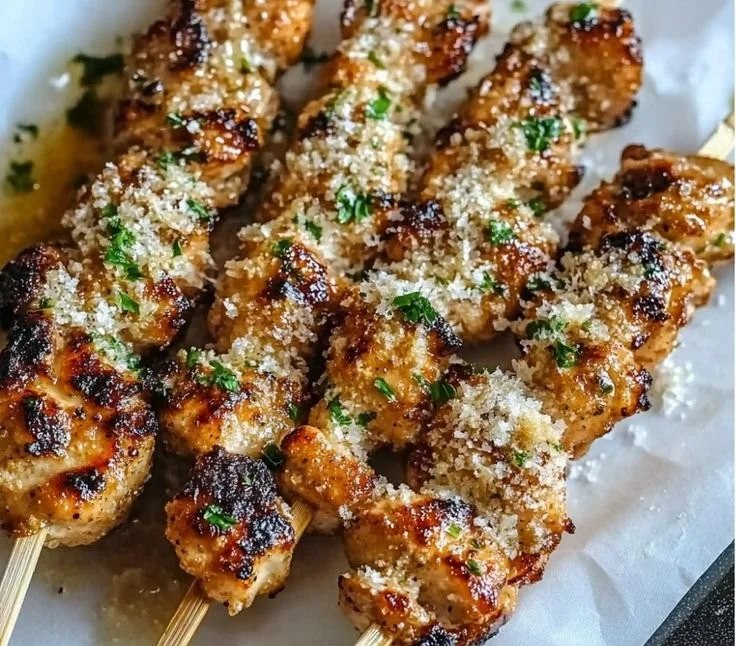 Ranch Garlic Parmesan Chicken Skewers