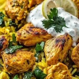Plate of savory turmeric chicken served with rice, highlighting anti-inflammatory ingredients.