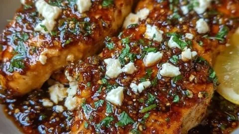 Sticky, Sweet & Spicy Hot Honey Feta Chicken