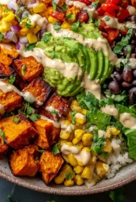 Vegan Sweet Potato Burrito Bowl with fresh ingredients and vibrant colors
