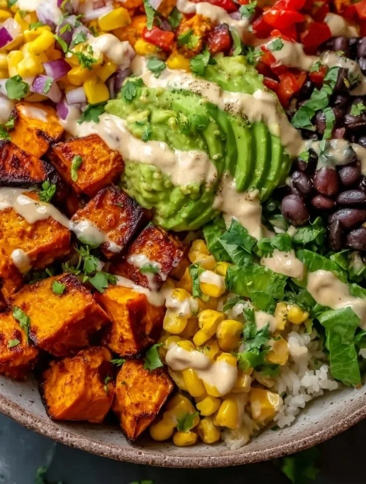 Vegan Sweet Potato Burrito Bowl Recipe