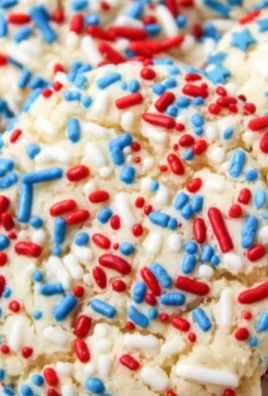 Delicious 4th of July Sprinkle Cake Mix Cookies with colorful sprinkles