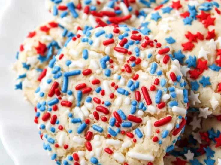 4th of July Sprinkle Cake Mix Cookies
