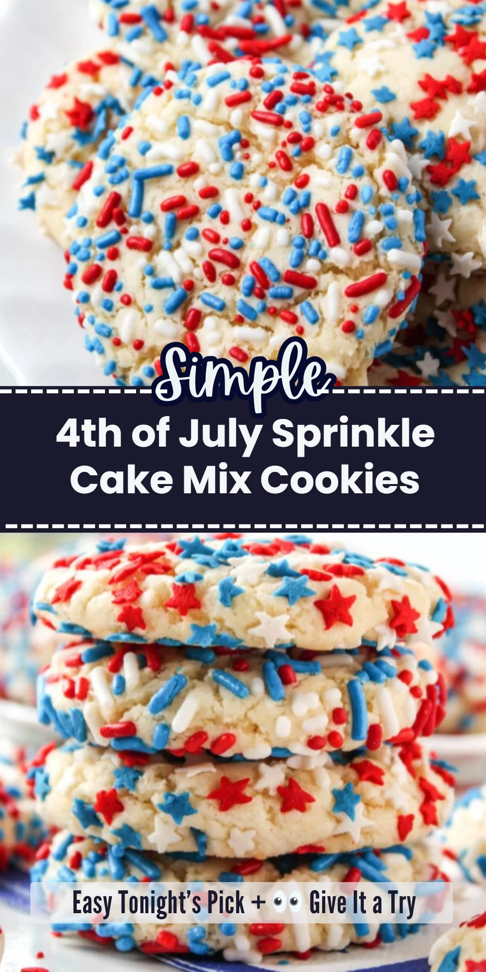 4th of July Sprinkle Cake Mix Cookies