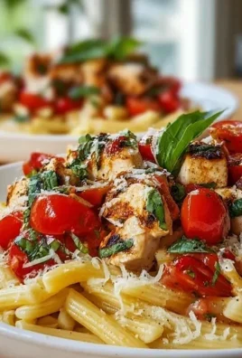Delicious Bruschetta Chicken Pasta with fresh tomatoes and basil