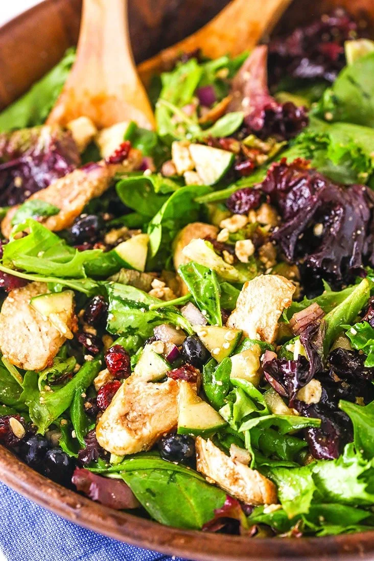 Delicious Chicken Blueberry Feta Salad with fresh ingredients