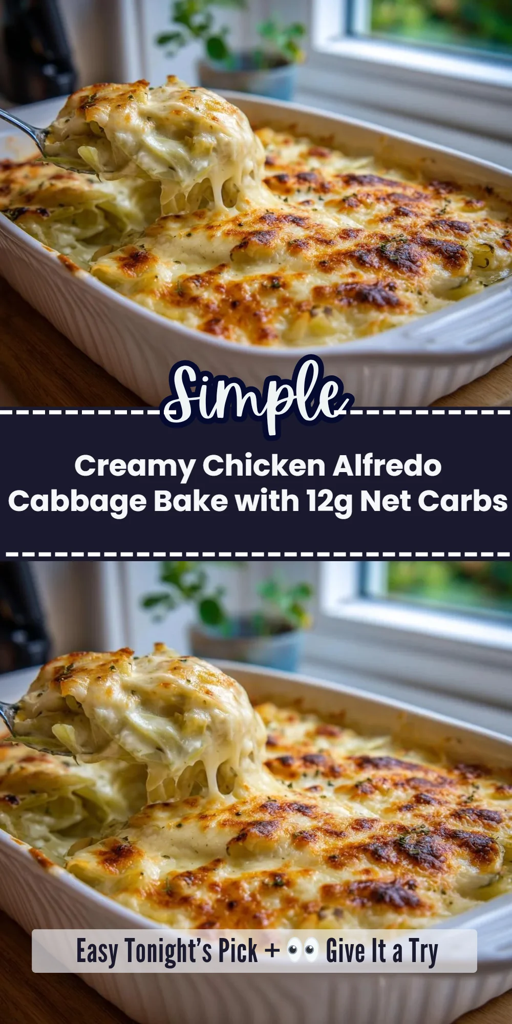 Creamy Chicken Alfredo Cabbage Bake with 12g Net Carbs