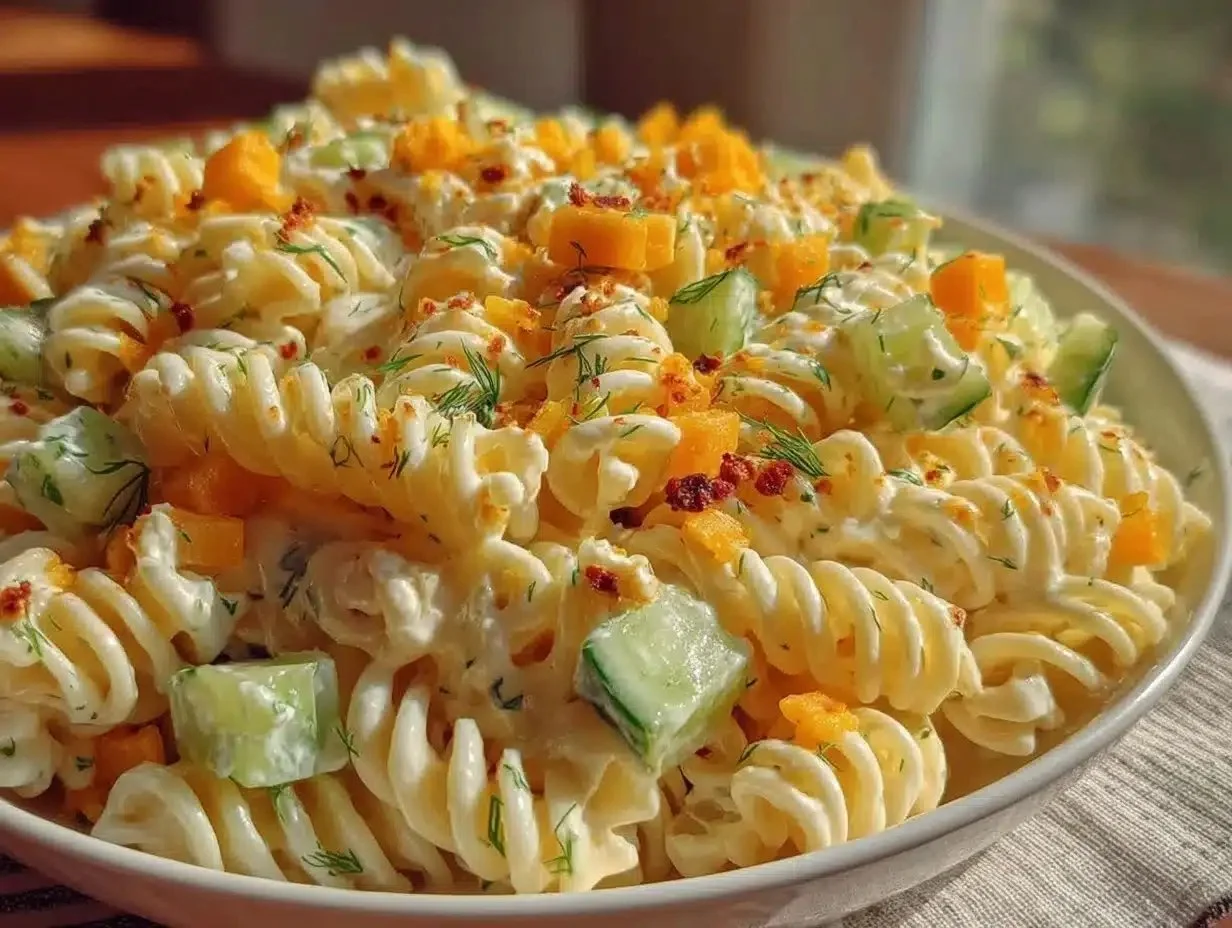 Creamy Dill Pickle Pasta Salad