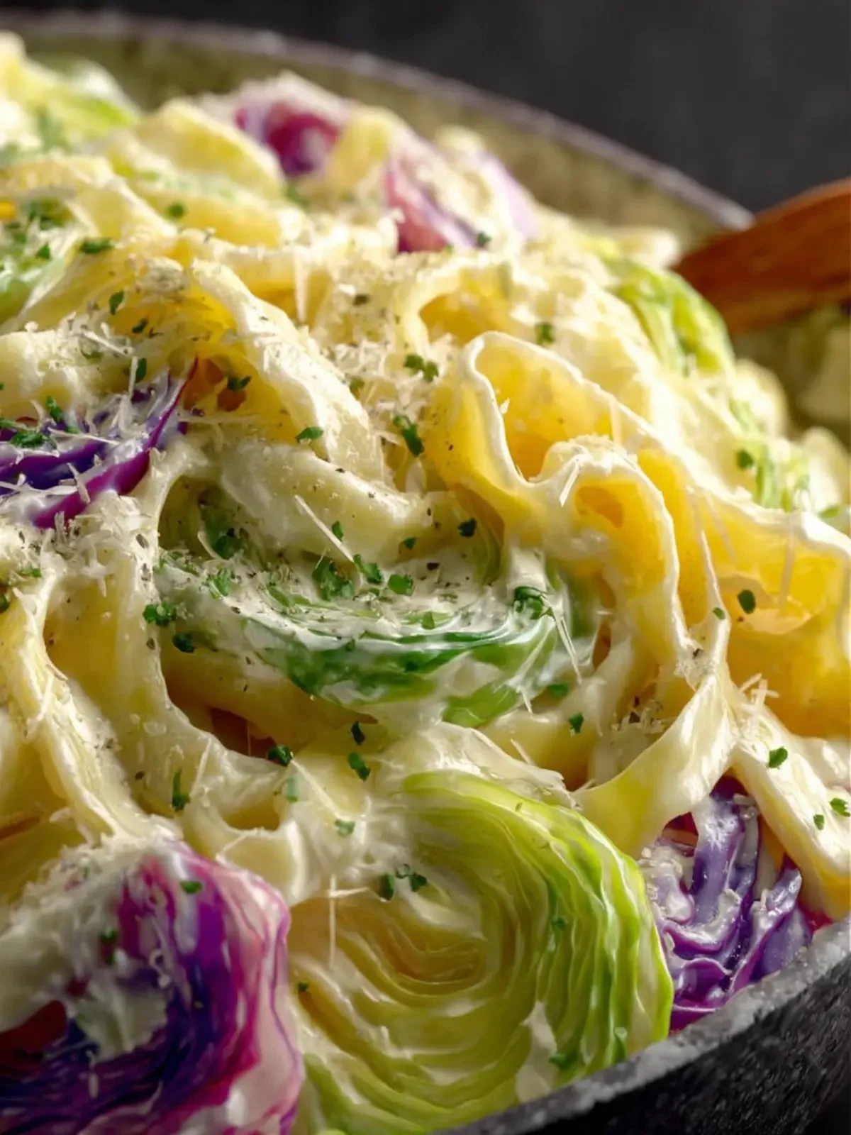 Creamy Garlic Cabbage Fettuccine