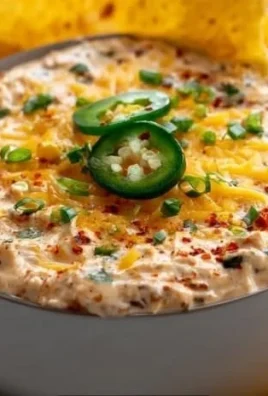 Delicious creamy spicy Alabama Firecracker Dip served in a bowl with chips.