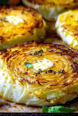 Crispy roasted parmesan cabbage steaks with garlic herb butter on a plate.
