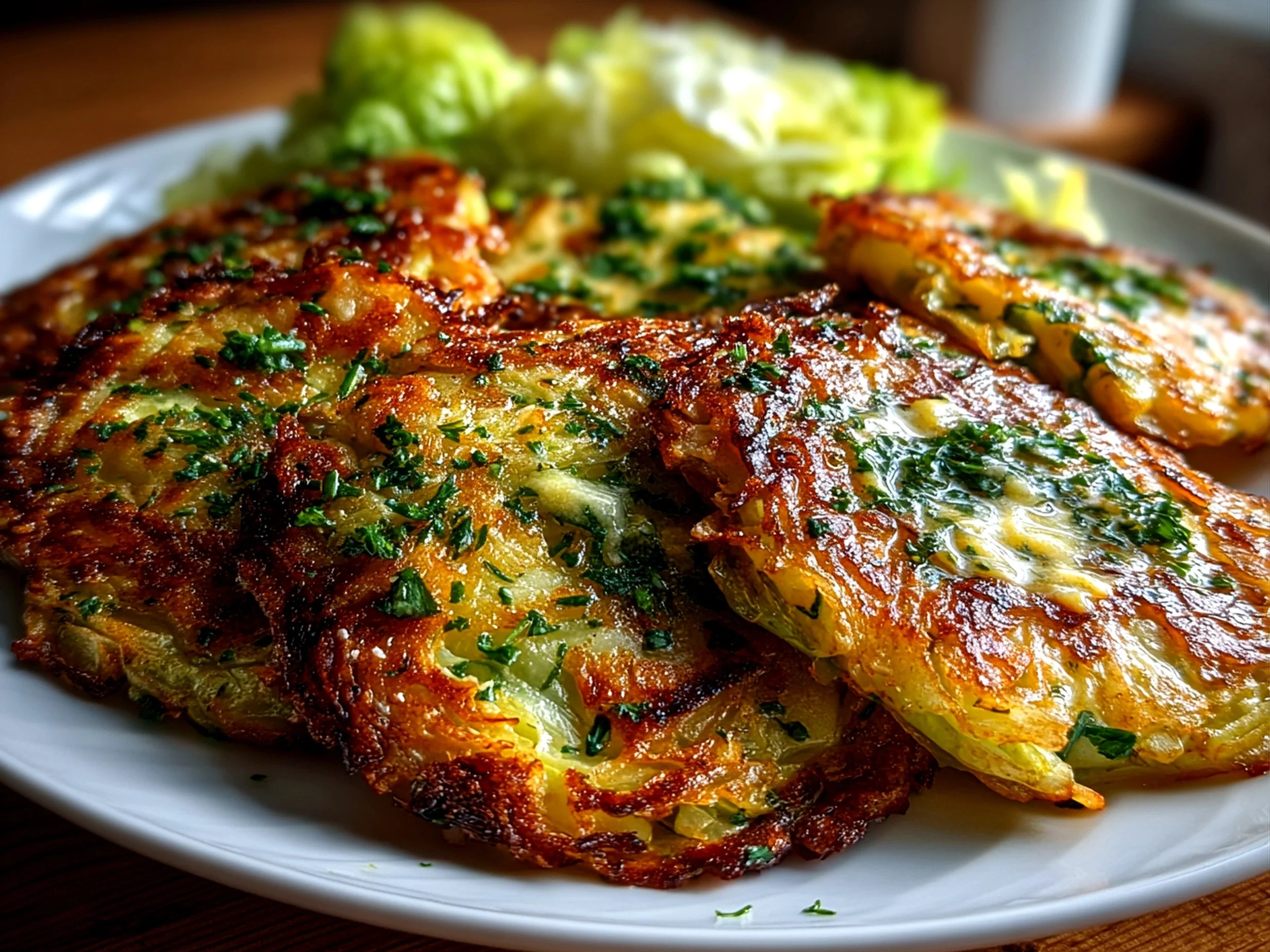 Crispy Smashed Cabbage Steaks with Garlic Butter