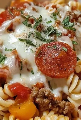 Delicious crockpot pizza casserole filled with toppings and melted cheese