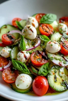 Cucumber Caprese Salad with fresh tomatoes, mozzarella, and basil