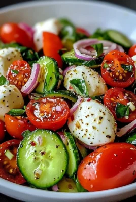 Cucumber caprese salad with fresh mozzarella, tomatoes, and basil