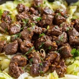 Delicious garlic butter steak bites served on a plate