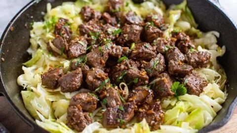 Delicious garlic butter steak bites served on a plate