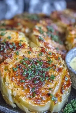 Garlic oven roasted cabbage steaks served on a plate.