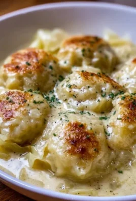 Plate of German cabbage and dumplings served with herbs