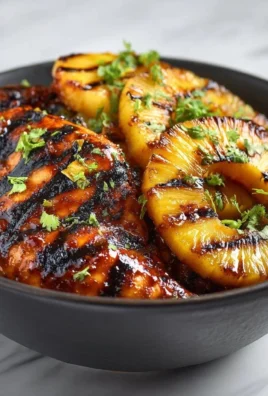 Grilled chicken with pineapple served on a plate